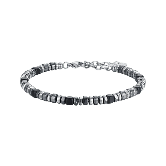 BRACCIALE UOMO IN ACCIAIO CON EMATITE GRIGIA E SILVER