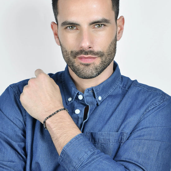 BRACCIALE UOMO IN ACCIAIO CON EMATITE GRIGIA E SILVER
