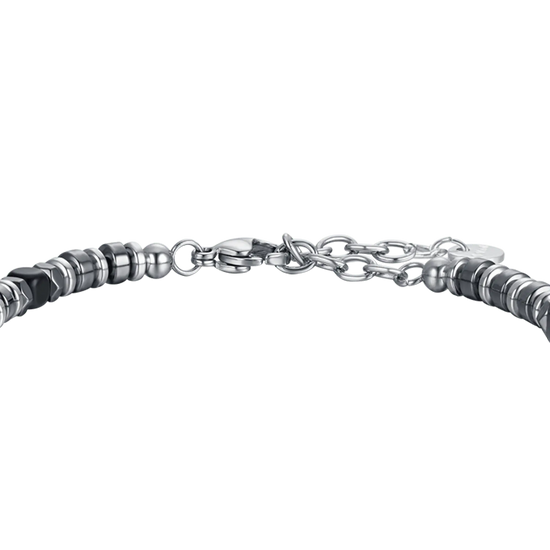 BRACCIALE UOMO IN ACCIAIO CON EMATITE GRIGIA E SILVER