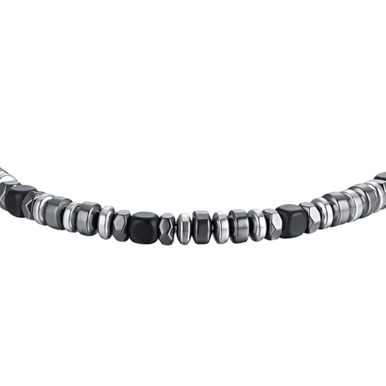 BRACCIALE UOMO IN ACCIAIO CON EMATITE GRIGIA E SILVER