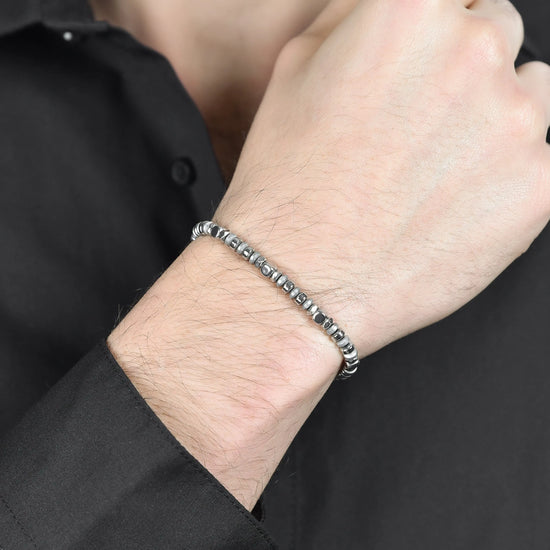 BRACCIALE UOMO IN ACCIAIO CON EMATITE GRIGIA E SILVER