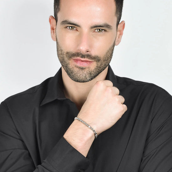 BRACCIALE UOMO IN ACCIAIO CON EMATITE GRIGIA E SILVER