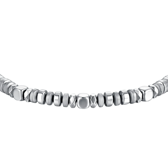 BRACCIALE UOMO IN ACCIAIO CON EMATITE GRIGIA E SILVER