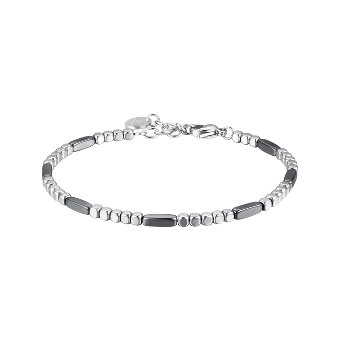 BRACCIALE UOMO IN ACCIAIO CON EMATITE SILVER ED ELEMENTI GRIGI