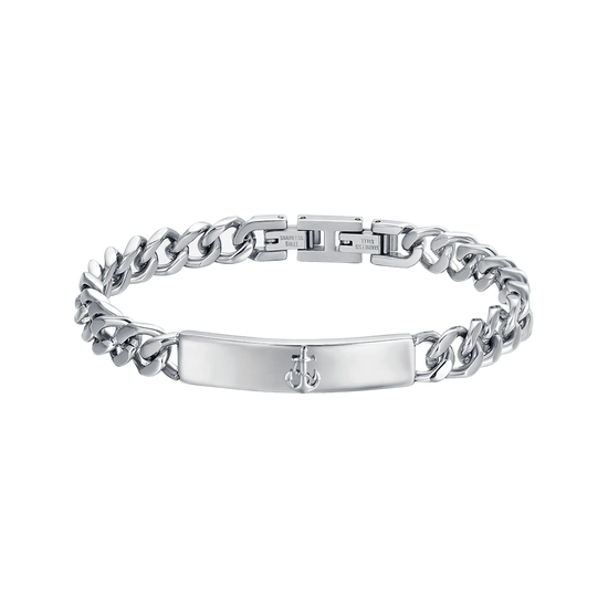 BRACCIALE UOMO IN ACCIAIO CON PIASTRA CON ANCORA