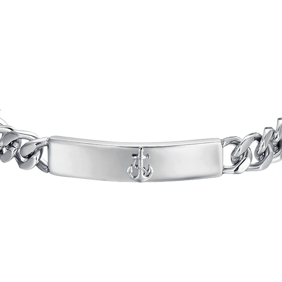 BRACCIALE UOMO IN ACCIAIO CON PIASTRA CON ANCORA