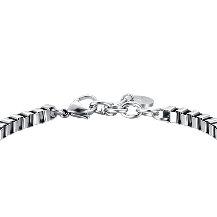 BRACCIALE UOMO IN ACCIAIO CON PIASTRA E CRISTALLI NERI