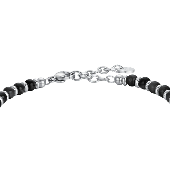 BRACCIALE UOMO IN ACCIAIO CON PIETRE AGATA E SFERE IN ACCIAIO