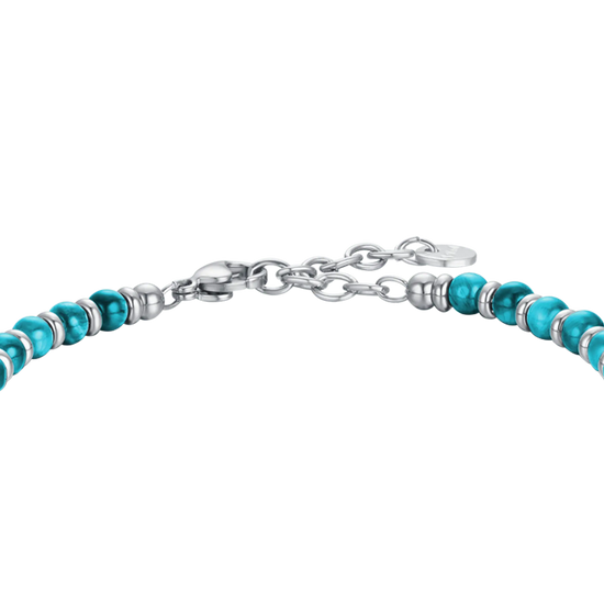 BRACCIALE UOMO IN ACCIAIO CON PIETRE AZZURRE E SFERE IN ACCIAIO