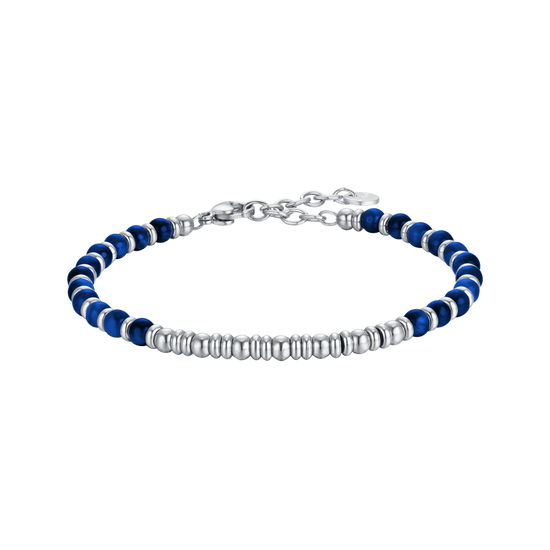 BRACCIALE UOMO IN ACCIAIO CON PIETRE LAPIS E SFERE IN ACCIAIO