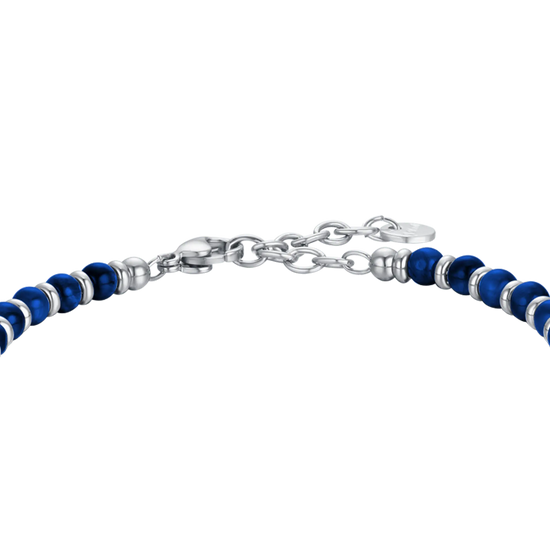 BRACCIALE UOMO IN ACCIAIO CON PIETRE LAPIS E SFERE IN ACCIAIO