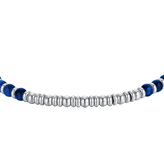 BRACCIALE UOMO IN ACCIAIO CON PIETRE LAPIS E SFERE IN ACCIAIO