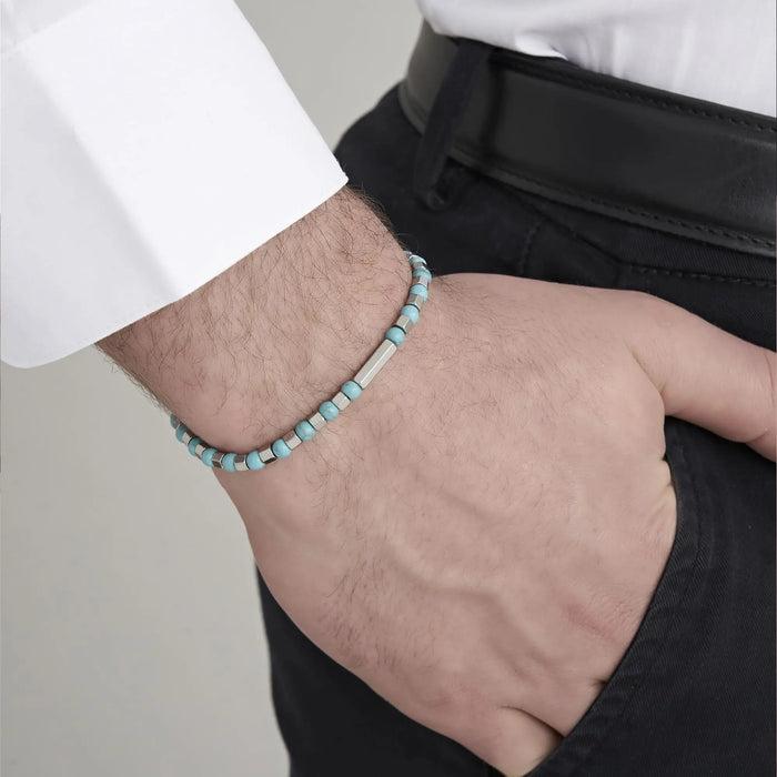 BRACCIALE UOMO IN ACCIAIO CON PIETRE TURCHESI