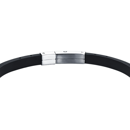 BRACCIALE UOMO SILICONE NERO CON ELEMENTI IN ACCIAIO ED IP NERO CON GIGLIO