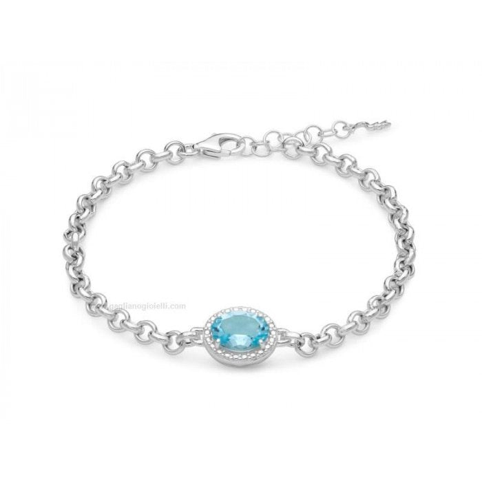 Bracciale catena con topazio azzurro