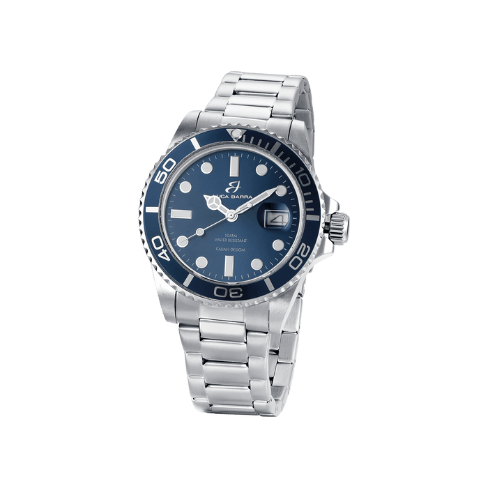 OROLOGIO UOMO CON CASSA IN ACCIAIO GHIERA BLU