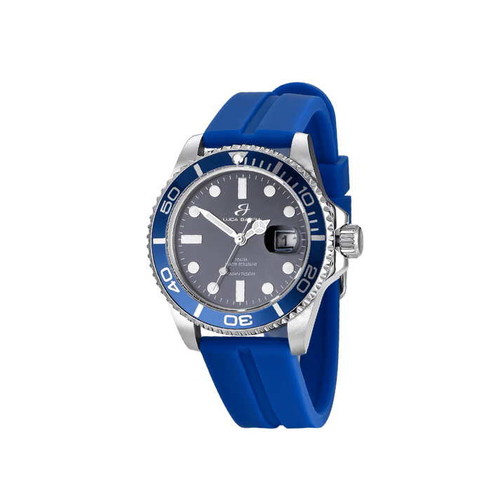 OROLOGIO UOMO CON CASSA IN ACCIAIO QUADRANTE BLU GHIERA BLU