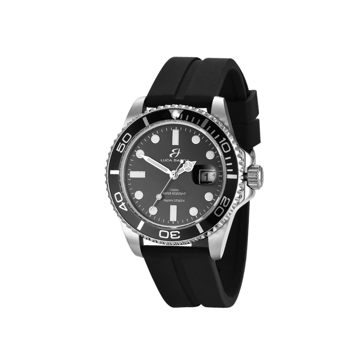 OROLOGIO UOMO CON CASSA IN ACCIAIO GHIERA NERA QUADRANTE NERO