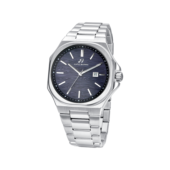 MEN'S STEEL WATCH WITH BLUE DIAL AND SILVER DETAILS