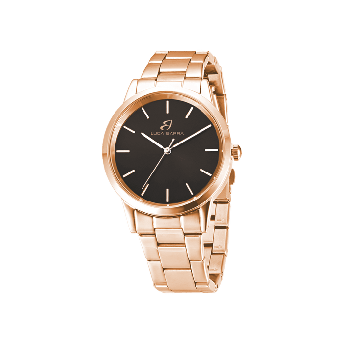 OROLOGIO IN ACCIAIO IP ROSE CON QUADRANTE MARRONE, BRACCIALE IP ROSE