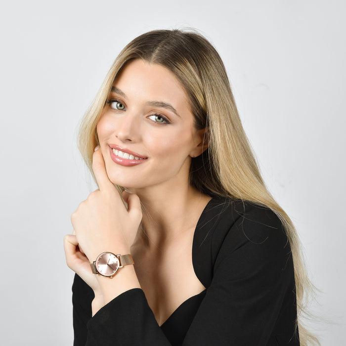 OROLOGIO DONNA IN ACCIAIO ROSA CON CASSA IN ACCIAIO ROSA