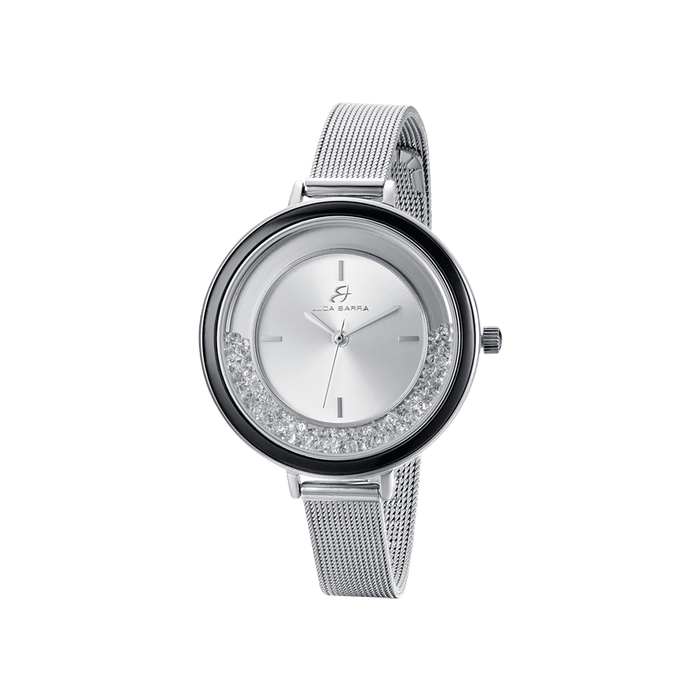 OROLOGIO DONNA CON CASSA IN ACCIAIO GHIERA IN CERAMICA