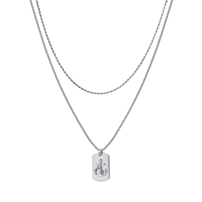 COLLANA UOMO IN ACCIAIO CON PIASTRA CON ANCORA
