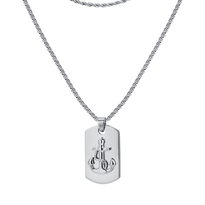 COLLANA UOMO IN ACCIAIO CON PIASTRA CON ANCORA