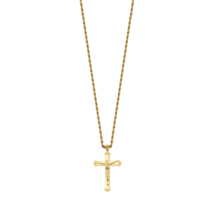 COLLANA UOMO IN ACCIAIO IP GOLD CON CROCEFISSO
