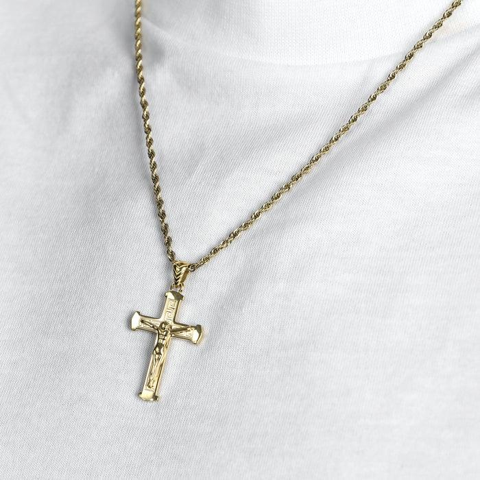 COLLANA UOMO IN ACCIAIO IP GOLD CON CROCEFISSO