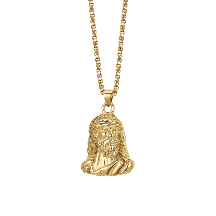 MEN'S NECKLACE IN IP GOLD STEEL HOLY FACE