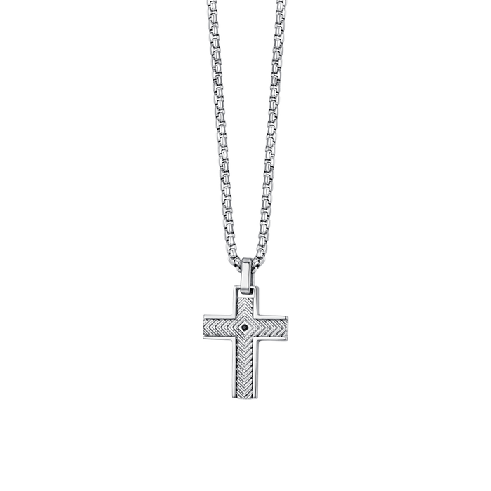 MEN'S NECKLACE IN STEEL WITH CROSS