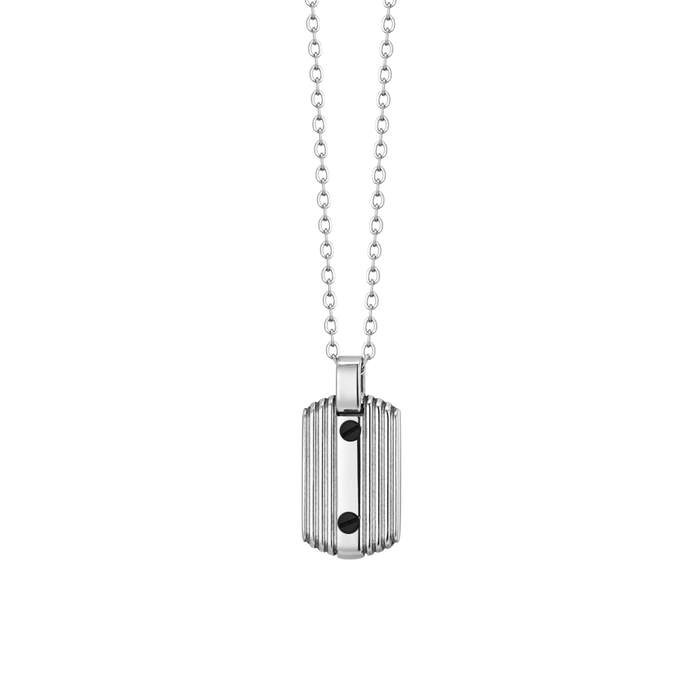 COLLANA UOMO IN ACCIAIO CON ELEMENTI NERI