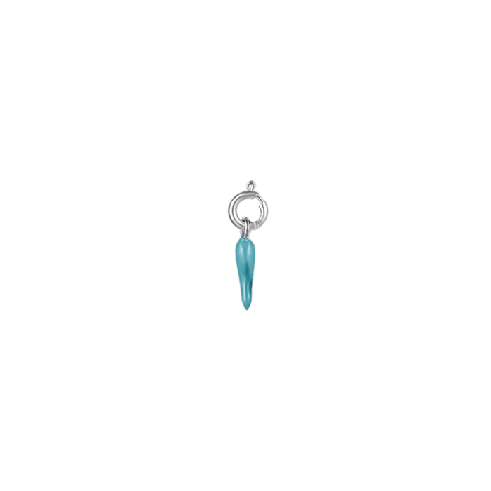 Breloque en forme de corne en acier de 13 mm avec émail turquoise