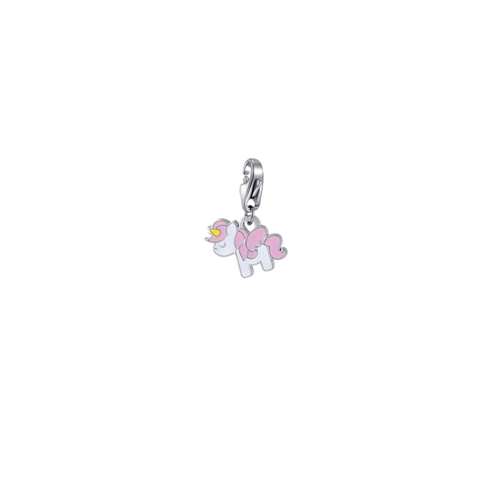 CHARM UNICORNO IN ACCIAIO CON SMALTO