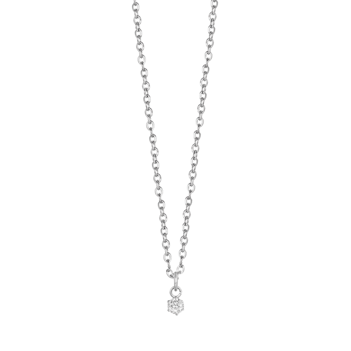 COLLIER FEMME POINT DE LUMIÈRE EN ACIER AVEC CRISTAL BLANC 3MM
