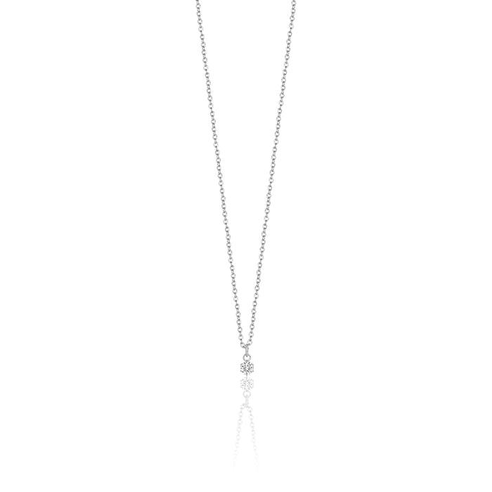 COLLIER FEMME POINT DE LUMIÈRE EN ACIER AVEC CRISTAL BLANC 4 MM