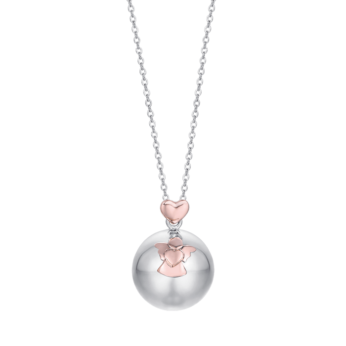 COLLIER EN ACIER POUR FEMME PENDENTIF EN MÉTAL AVEC ANGE ET COEUR