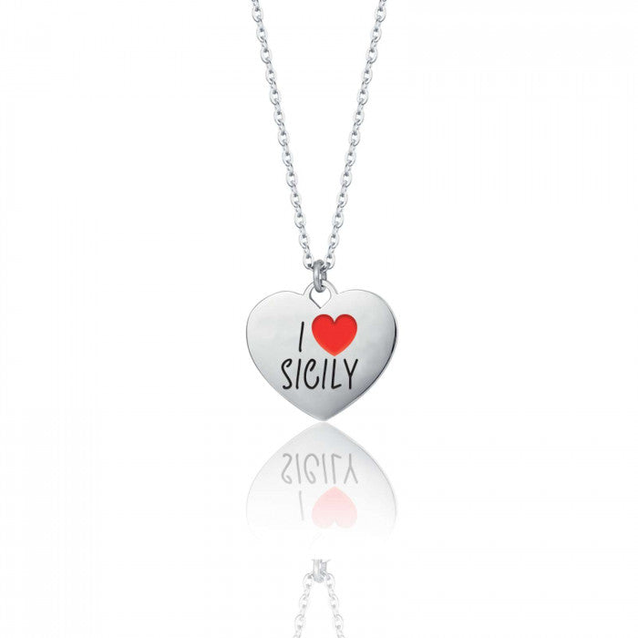Collana In Acciaio I love Sicilia