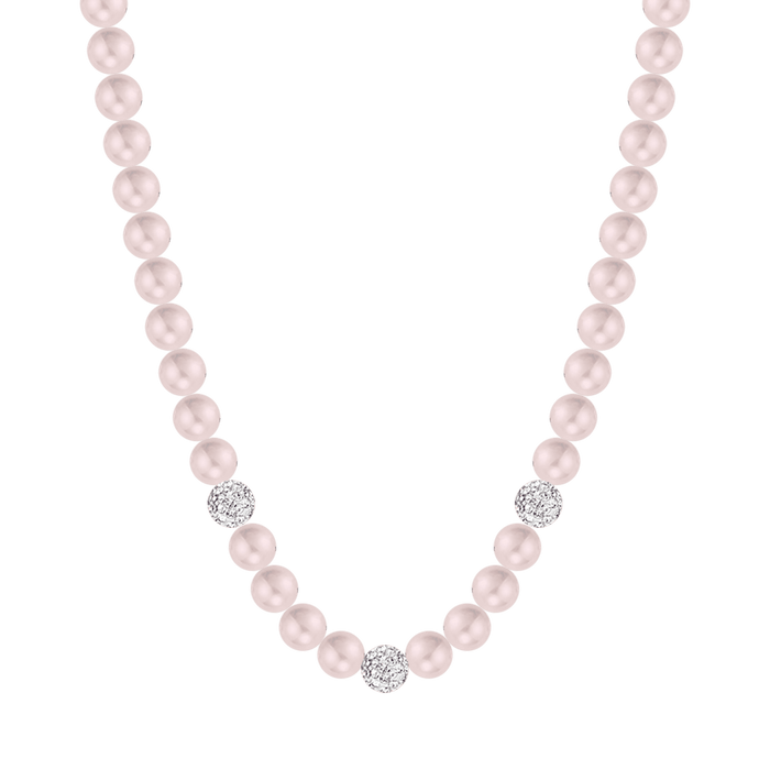 COLLANA DI PERLE BIANCHE DONNA CON CRISTALLI BIANCHI