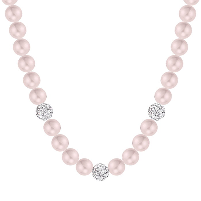 COLLANA DI PERLE BIANCHE DONNA CON CRISTALLI BIANCHI