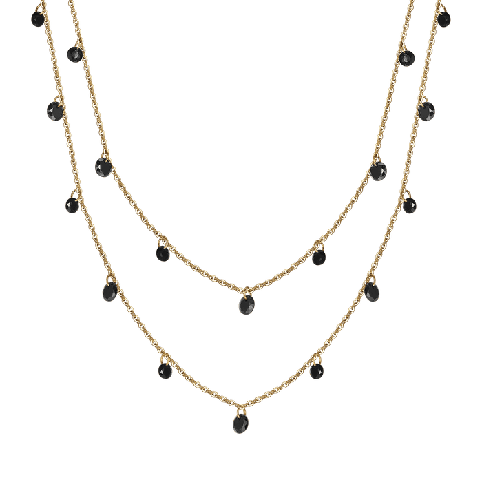 COLLANA DONNA IN ACCIAIO IP GOLD CON CRISTALLI NERI