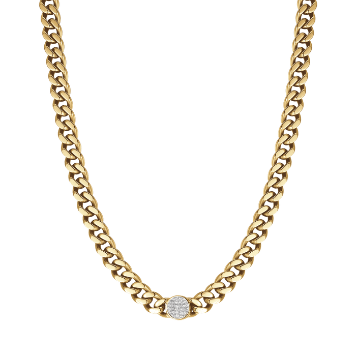 COLLANA DONNA IN ACCIAIO CON CRISTALLI  ROSA