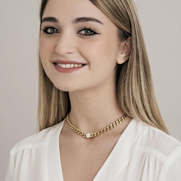 COLLANA DONNA IN ACCIAIO CON CRISTALLI  ROSA