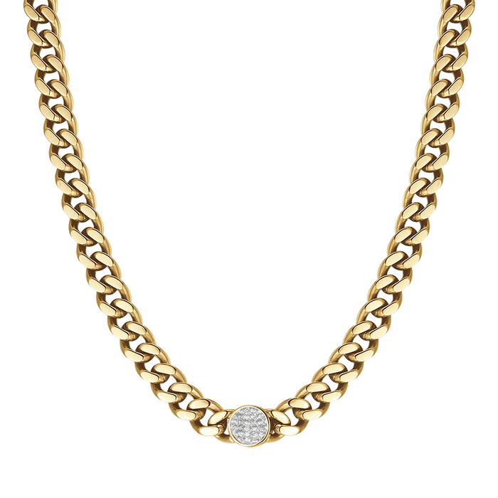 COLLANA DONNA IN ACCIAIO CON CRISTALLI  ROSA