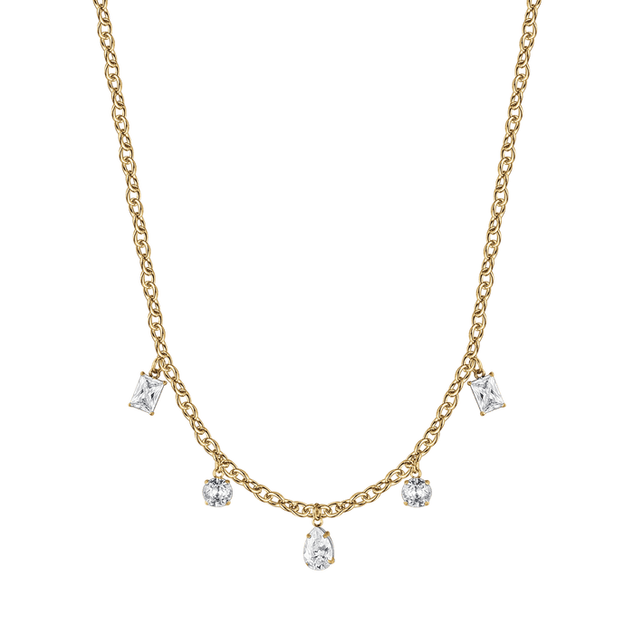 COLLANA DONNA IN ACCIAIO IP GOLD CON CRISTALLI PENDENTI