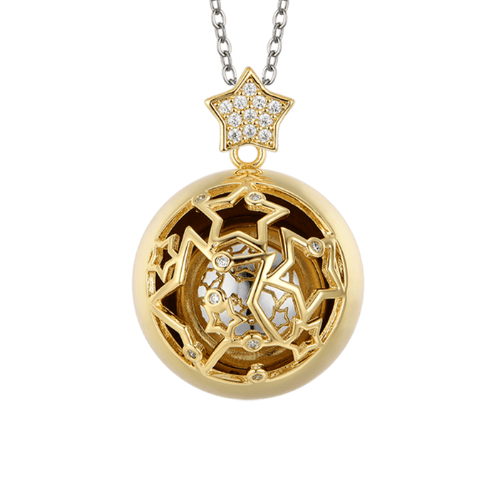 COLLANA CHIAMA ANGELI IN ACCIAIO CON STELLE IN METALLO IP GOLD CON CRISTALLI