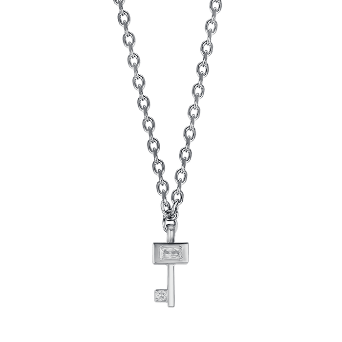 COLLANA DONNA IN ACCIAIO CON CHIAVE CON CRISTALLI BIANCHI