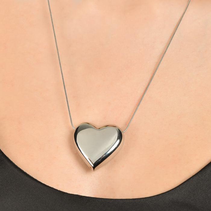 COLLANA DONNA IN ACCIAIO CON CUORE PIENO