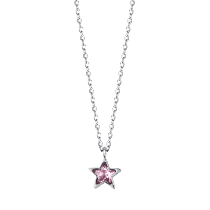 COLLANA DONNA IN ACCIAIO CON STELLA PUNTO LUCE ROSA